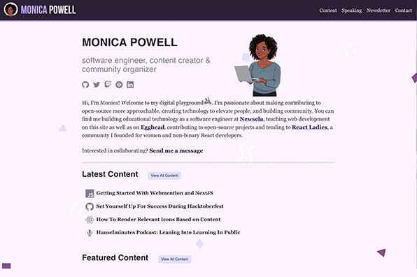 Screenshot of About Monica