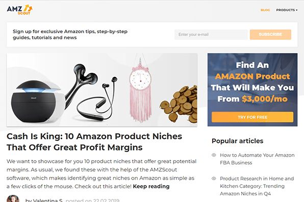 Screenshot of AMZScout Blog