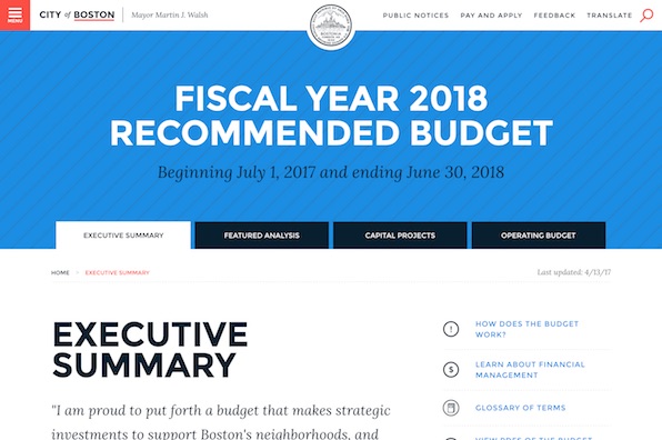 Screenshot of City of Boston - Budget Site