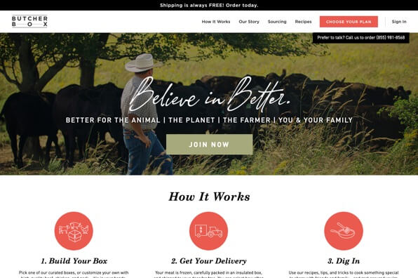 Screenshot of Butcher Box