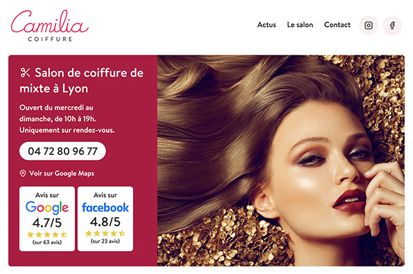 Screenshot of Camilia Coiffure