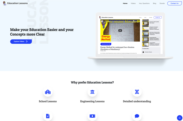 Screenshot of Education Lessons