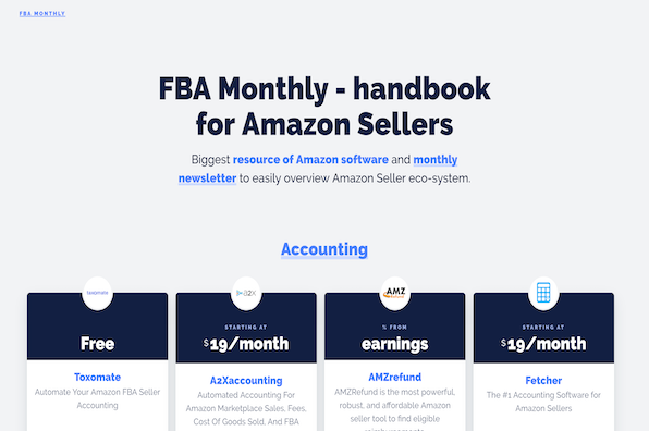 Screenshot of FBA Catalog