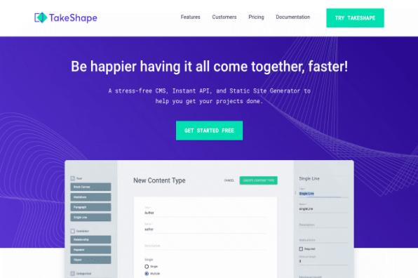 Screenshot of TakeShape.io